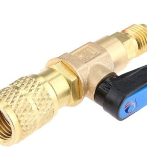 SMC Refrigerant Ball Valve Adapter 1/4" SAE for Air Conditioner HVAC A/C Automotive Service Tools R134A R22 R12 Brass HVAC A/C Straight Shut-Off Ball Valve Adapter