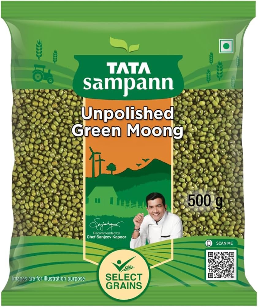 Tata Sampann Unpolished Green Moong (Sabut) Whole 500 g