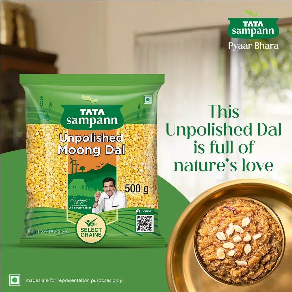 Tata Sampann Unpolished Yellow Moong Dal (Dhuli) Split (500 g)