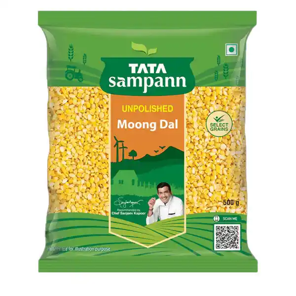 Tata Sampann Unpolished Yellow Moong Dal (Dhuli) Split (500 g)