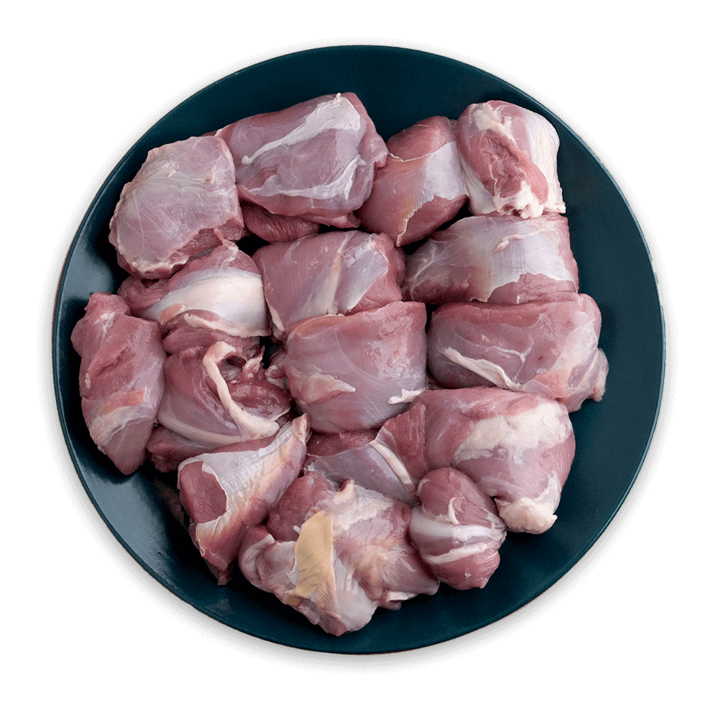 Fresh Mutton Boneless, 60-100 gm/pc, 1 Kg Pack