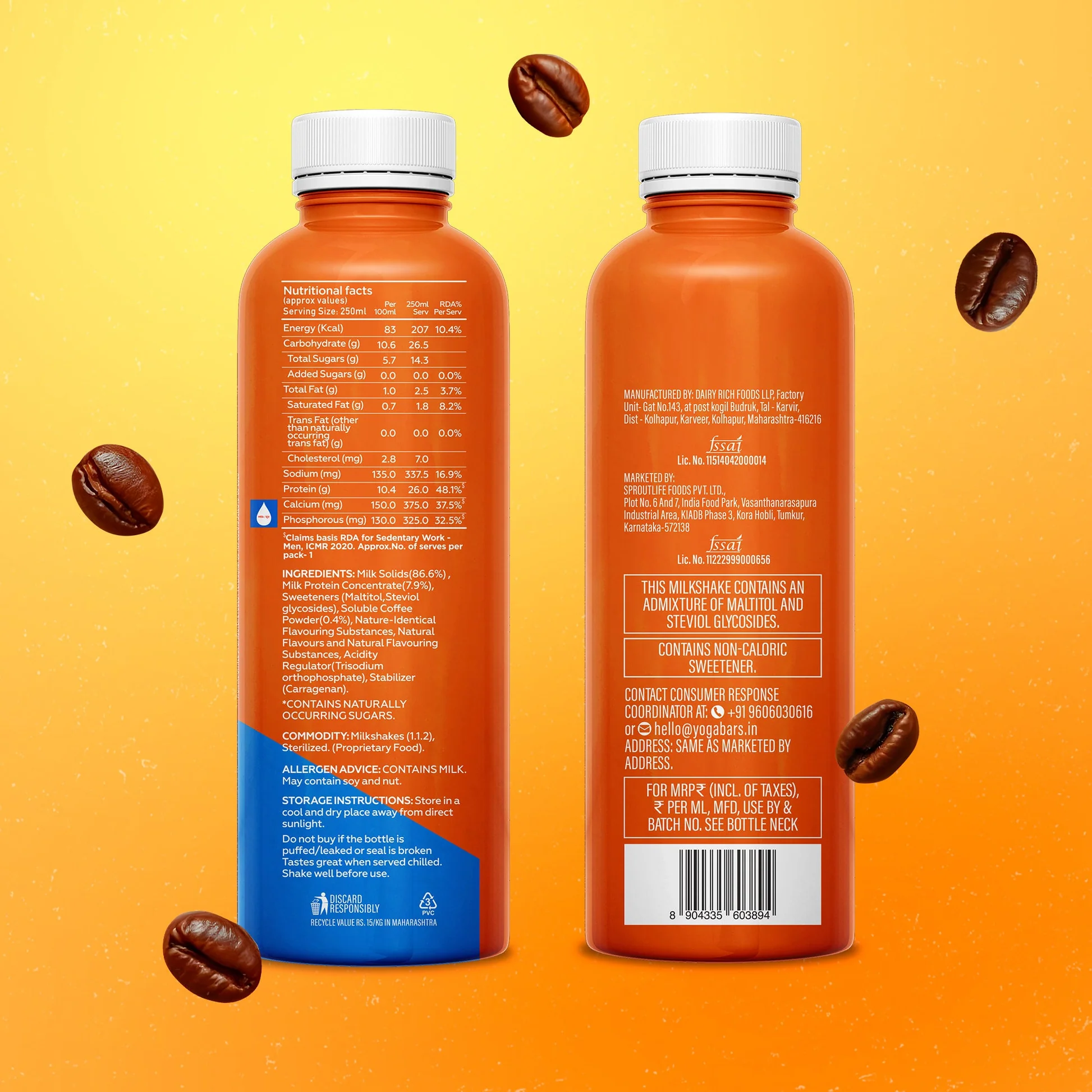 Yoga Bar 26 g Protein Milkshake - Cold Coffee (250 ML)